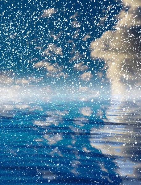 Snowing Sea Beautiful Sky Beautiful Background — Stock Photo, Image