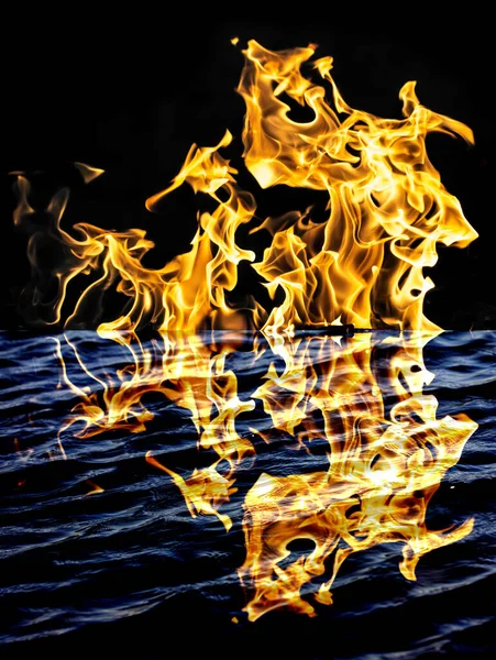 Flame Fire Reflection Water Photo Abstract Texture — Stock Photo, Image