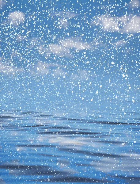 Nevando Mar Con Cielo Hermoso Hermoso Fondo — Foto de Stock