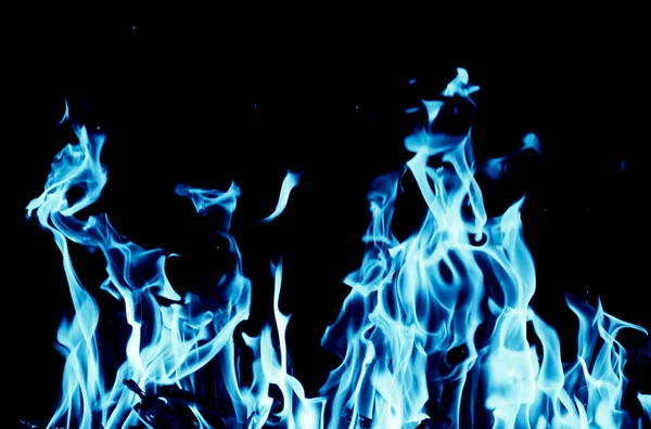 Fondo Abstracto Fuego Llama Azul Sobre Fondo Negro —  Fotos de Stock