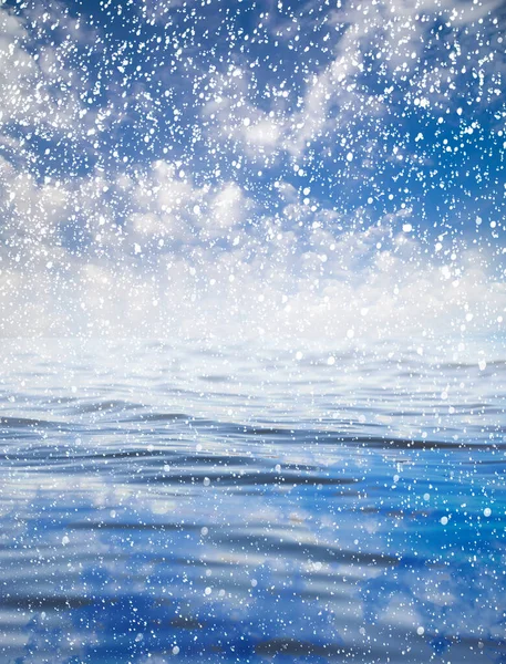Nevicando Mare Con Bel Cielo Bellissimo Sfondo — Foto Stock