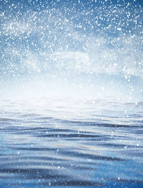 Nevando Mar Con Cielo Hermoso Hermoso Fondo —  Fotos de Stock