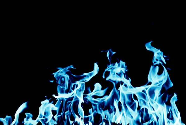 Abstrakter Hintergrund Der Blauen Flamme Feuer Auf Schwarzem Hintergrund — Stockfoto