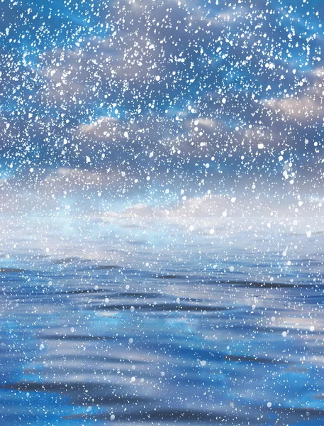 Nevando Mar Com Lindo Céu Fundo Bonito — Fotografia de Stock