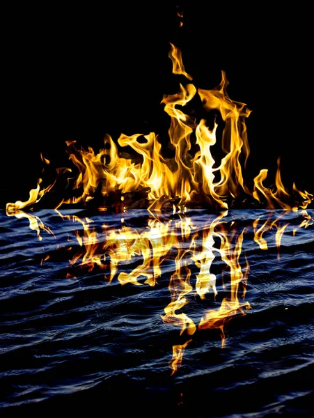 Fond Abstrait Flammes Feu Sur Fond Noir — Photo