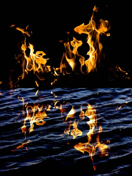 Flammenfeuer Auf Schwarzem Hintergrund Foto Einer Abstrakten Textur — Stockfoto
