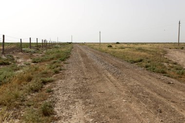 Çöldeki toprak yol. Doğadaki parkta.