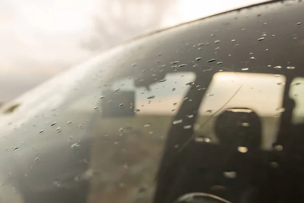 Raindrops Windshield Car Park Nature — Stock Photo, Image