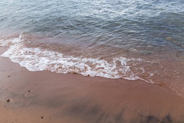 Denizin kumlu kıyısı bir zemin gibi .