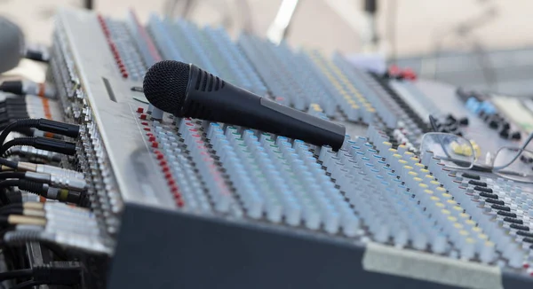 Konzert Musiksteuerung Mit Mikrofon Park Der Natur — Stockfoto