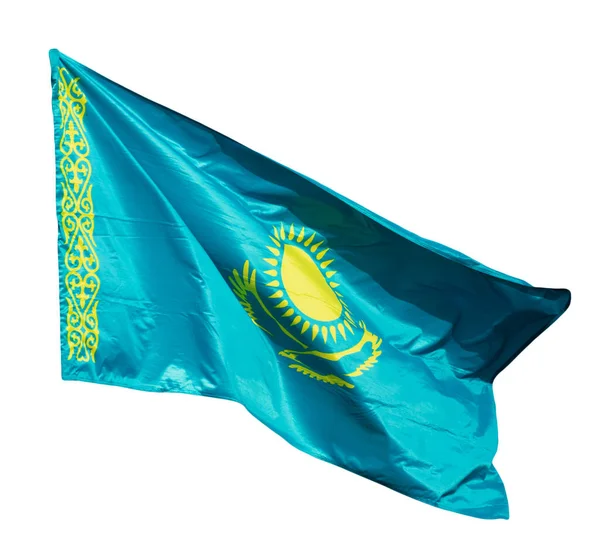 Kazakhstan Flag White Background Photos Studio — Stock Photo, Image