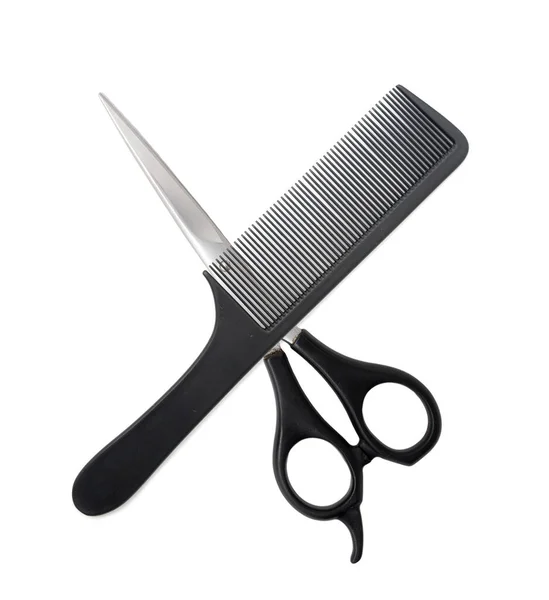 Comb Scissors White Background — Stock Photo, Image