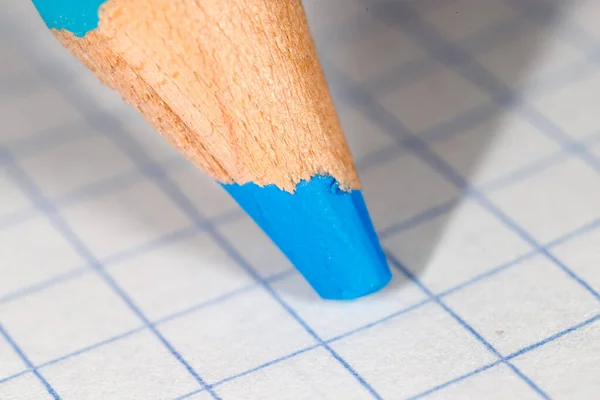 Blue Pencil Paper Macro Photos Studio — Stock Photo, Image