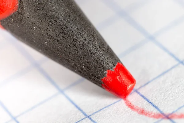 Red Pencil Paper Macro Photos Studio — Stock Photo, Image