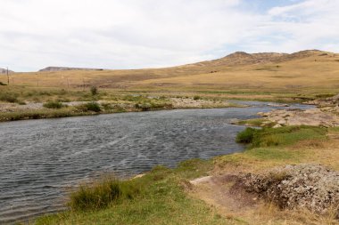 Kazakistan 'daki Boralday Nehri. Doğadaki parkta.