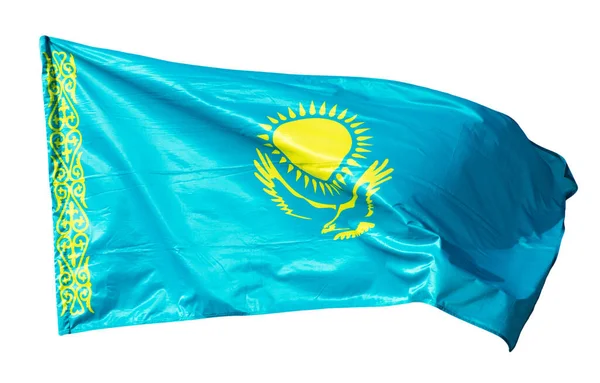 Флаг Казахстана Белом Фоне Фотографии Студии — стоковое фото
