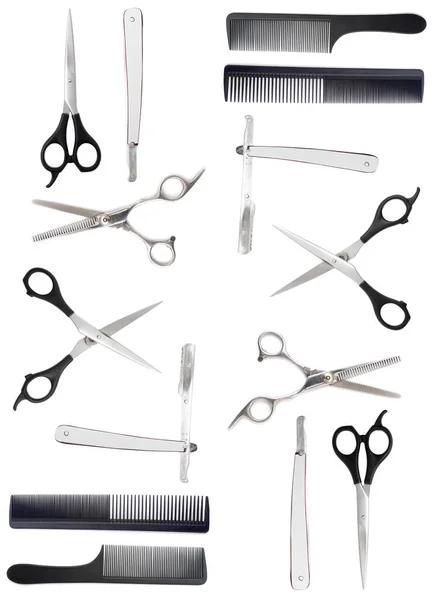 Comb Scissors Razor White Background — Stock Photo, Image