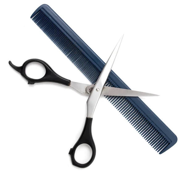 Comb Scissors White Background — Stock Photo, Image