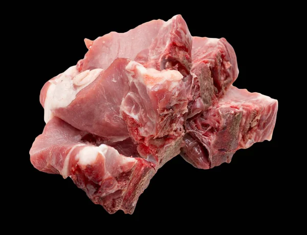 Carne Cerdo Sobre Fondo Negro Fotos Estudio —  Fotos de Stock