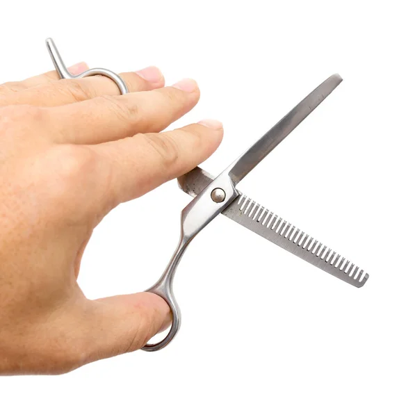 Thinning Scissors Hand White Background — Stock Photo, Image