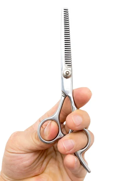 Thinning Scissors Hand White Background Stock Picture