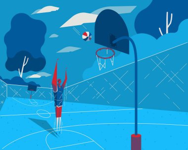 Erkek Basketbol artalanda çalışır, vektör çizim