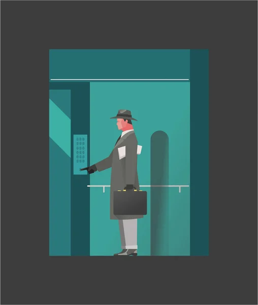 エレベーターのボタンの背景を押す人 — ストックベクタ