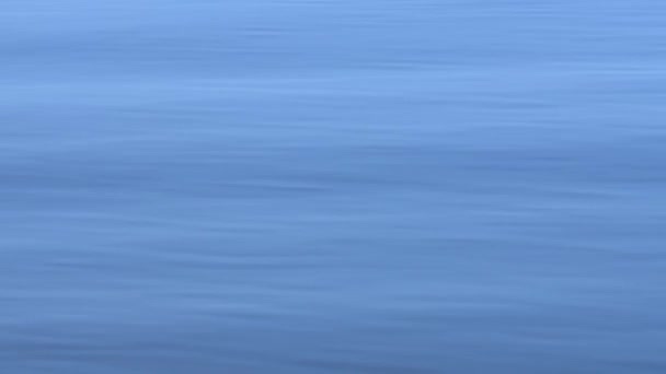 Gros plan sur l'eau bleue calme. Mouvement lent . — Video