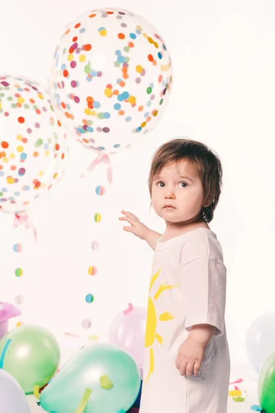Little Boy Around Birthday Decorations — Stock Photo, Image