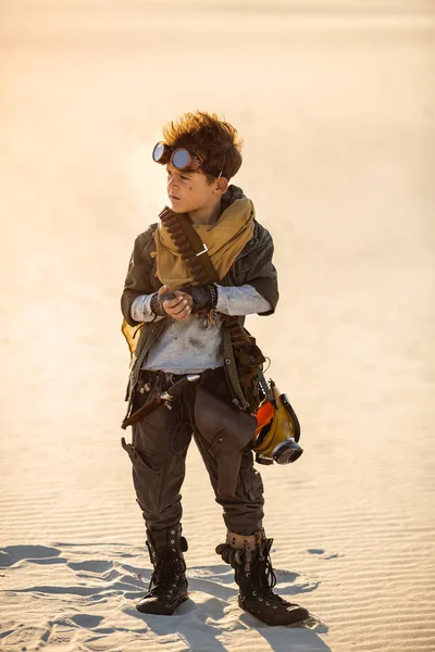 Post-apocalyptic Boy Outdoors in a Wasteland