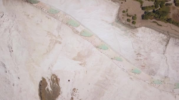 Luchtfoto van Pamukkale Travertines, Turkije — Stockvideo