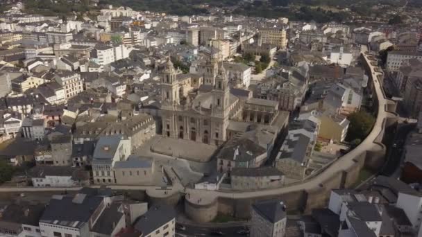 Aerial View of Lugo Walled City , Galicia, Spain. — Stock Video