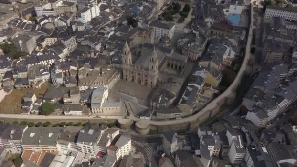 Aerial View of Lugo Walled City , Galicia, Spain. — Stock Video