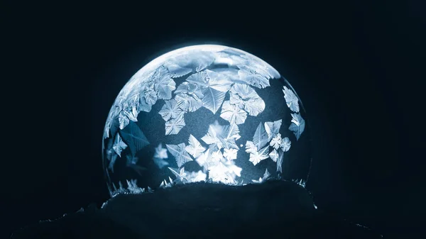 Christmas Snow Globe snöflinga fryst — Stockfoto