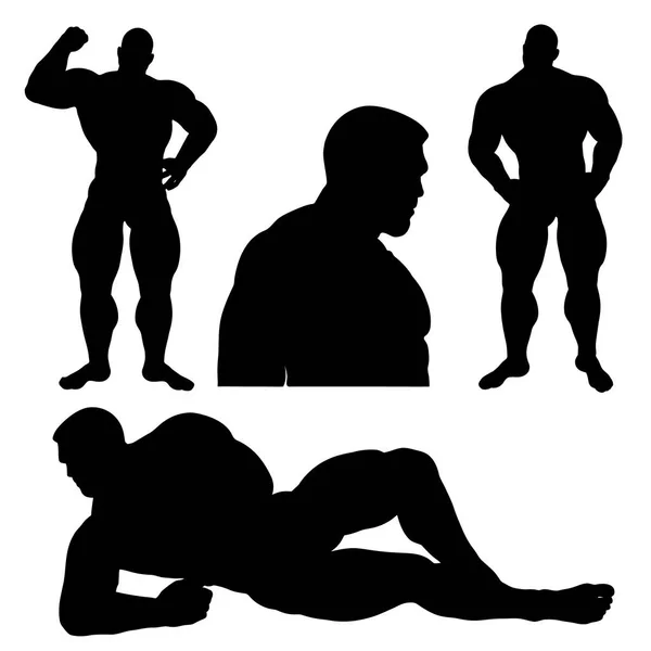 Strong Giant Silhouette Set Isolated White — Stock Vector