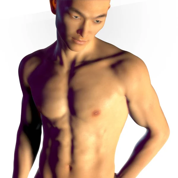 Asian Young Man Perfect Fitness Body — Stock Photo, Image