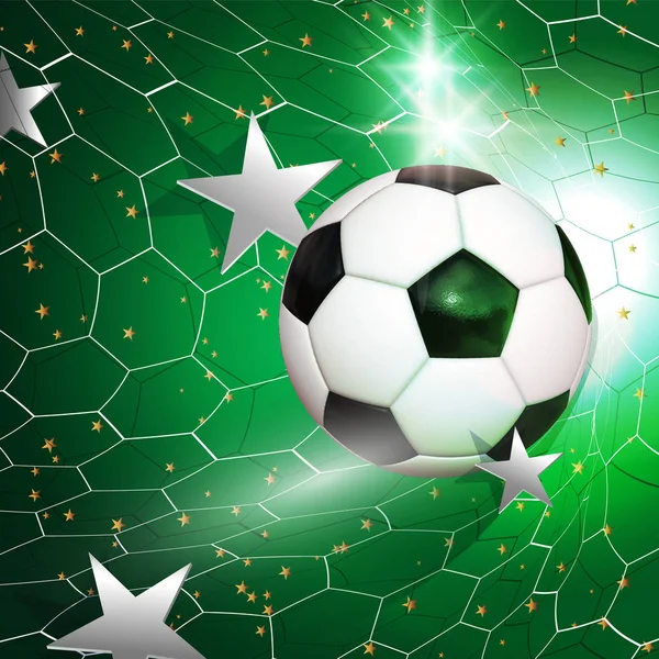Fotboll Fotboll Bollen Flyger Mål Som Netto Med Silver Stjärnor — Stock vektor