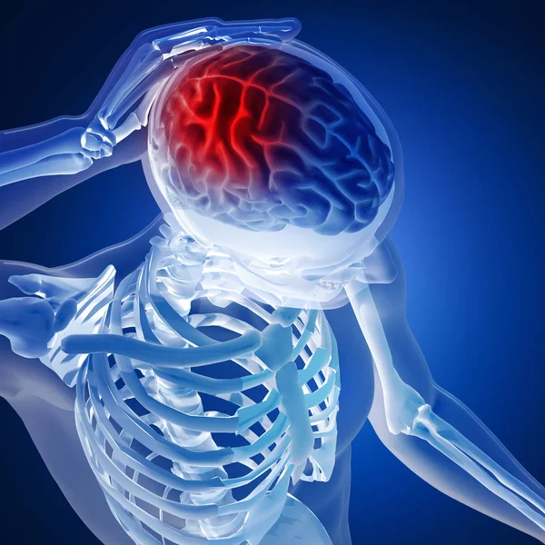 Representación Una Figura Médica Con Cerebro Resaltado Sobre Fondo Azul —  Fotos de Stock