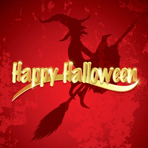 Halloween Background Silhouette Flying Witch — Stock Vector