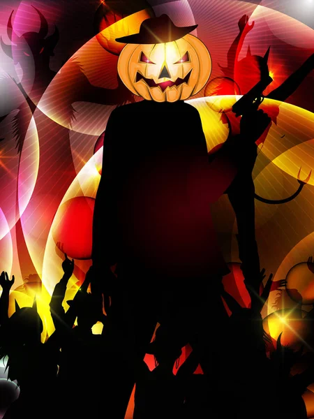 Halloween Background Silhouette People — Stock Vector