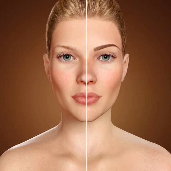 Kaş microblading karşılaştırma 3d yüz önce ve sonra