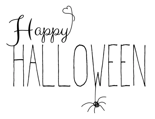 Feliz Halloween Texto Escrito Mano Aislado Blanco — Vector de stock