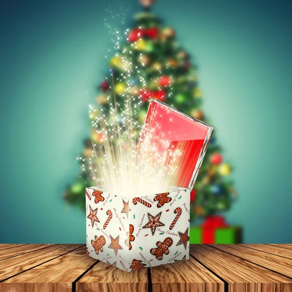Illustration Magisk Presentförpackning För Juletid — Stockfoto
