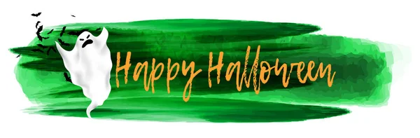 Halloween Banner Met Spooky Ghost — Stockvector
