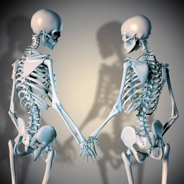 Romantikus Csontváz Pár Illusztráció — Stock Fotó