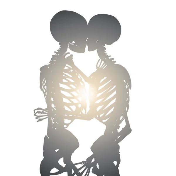ロマンチックなカップルのシルエットをキスの イラストレーション — ストック写真