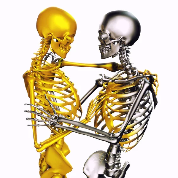 Illustration Von Skelettpaaren Goldener Touch — Stockfoto