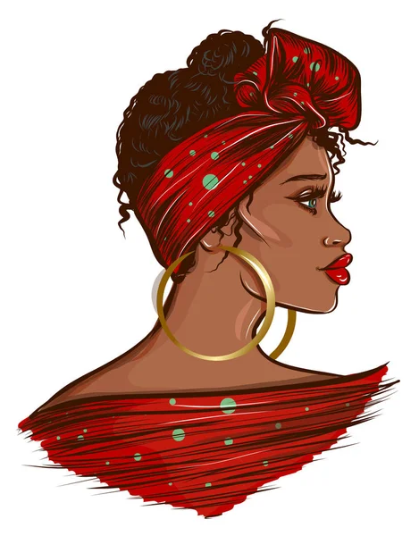 Beautiful Black Afro Woman Illustration — Stock Vector