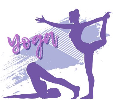 Yoga kız siluetleri beyaz izole