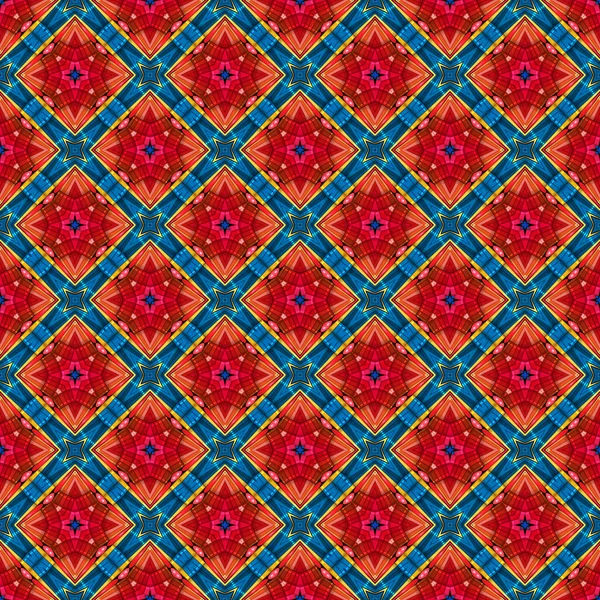 シームレスな青赤エレガントなパターンの背景 — ストック写真